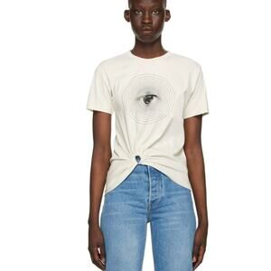 Paco Rabanne Off-White Eye Graphic Cropped T-Shirt Twist Front Size 36 / Small